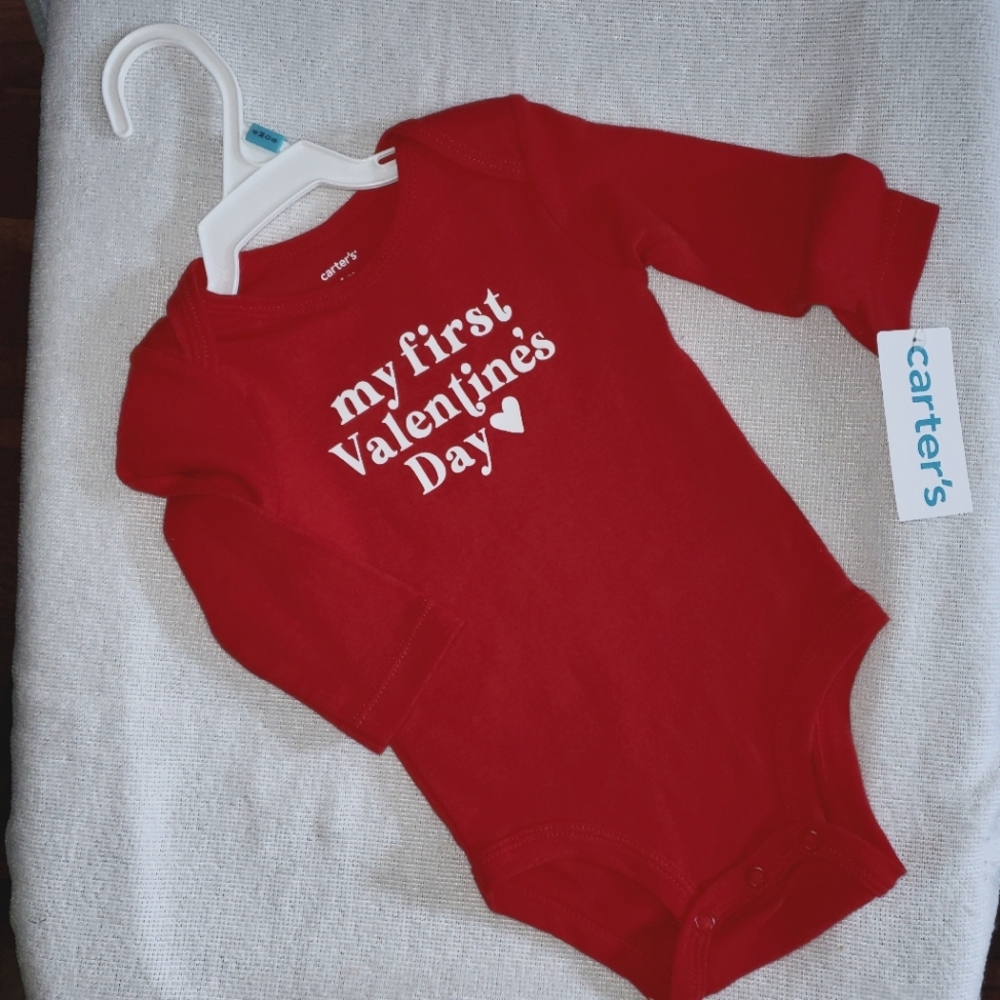 Carter's baby girl long sleeve Valentine's Day themed onesie